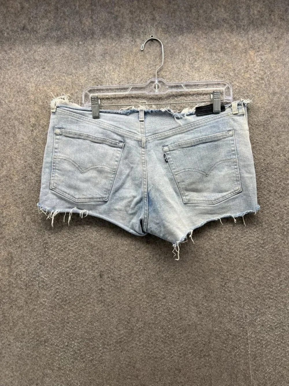 Levi's 501 Denim Bermuda Shorts Womens 38 Blue Distressed Cutoff 5 Pocket Casual
